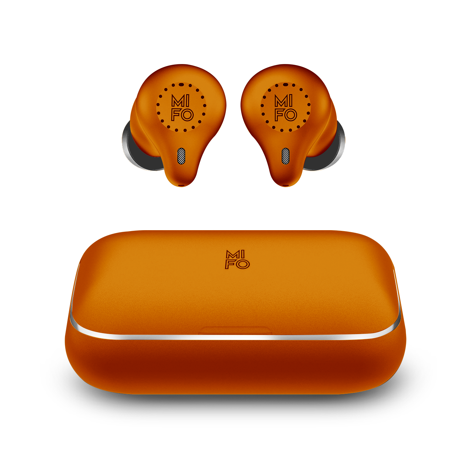 Electric Orange colored Touch Smart Wireless Earbuds - Mifo O5 Gen 2 Touch